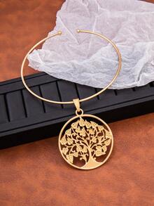 优雅百搭个性化永生树奢华时尚简约波西米亚风圆形吊坠项链 - 生命樹 - 查看 5