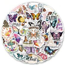 61pcs Butterfly Christian Vinyl Stickers, Beautiful And Practical, Suitable For Scrapbooks, Diaries, Bumpers, Skateboards, Water Bottles, Helmets, Water Cups, Car Stickers, Etc. - Random - View 8