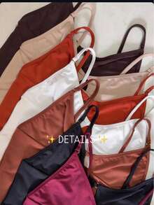 Women's Cropped Tank Top With Ring Detail On The Straps And Between The Breasts. Comfortable, Versatile, And Shapes The Body. - 鏽棕色 - 查看 2