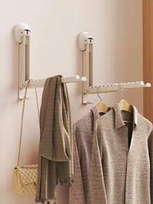 Multi-Functional Retractable Suction Cup Clothes Hanger, Wall-Mounted Window Drying Rack, Drill-Free Door Hanging Hook, Portable Travel Clothes Drying Rack, Foldable Dorm Laundry Rack, Suction Cup Storage Organizer - Multicolor - View 8