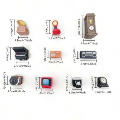 10pcs/Set Miniature Dollhouse Accessories, Vintage Camera, Phonograph, Radio Decor Set, Delicate Craftsmanship, Suitable For 1:6 Or 1:12 Dollhouse Decoration, DIY Decor, Scene Photography Props, Holiday Party Decor, Perfect Choice For Decor Enthusiasts