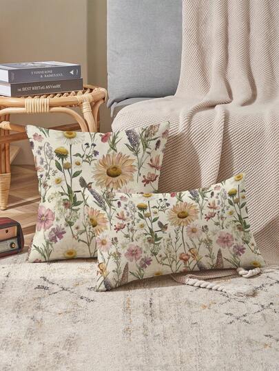 غطاء وسادة ربيعي/صيفي 2 قطعة، تصميم زهري جميل، متعدد الأحجام، غطاء وسادة، ديكور منزلي، ديكور غرفة المعيشة، ديكور أريكة، هدية عيد الحب للرجل/المرأة، غطاء وسادة أريكة، غطاء وسادة سيارة