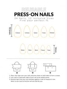 1瓶果冻凝胶+1把指甲锉，用这款红棕色栗色法式清新花卉优雅欧美风可拆卸美甲提升您的造型，适合女性日常、工作和约会。 - 彩色 - 查看 6