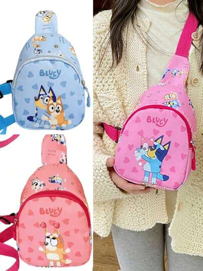 1 pieza Bolso bandolera de dibujos animados Bluey, Lindo bolso de pecho de la familia Bluey, Bolso bandolera de dibujos animados ligero, Regalo de Halloween y Navidad