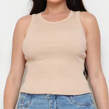 Women's Tank Top Simple Casual Elegant Cotton Knitted Tank Top Office Spring - 米色 - 查看 5