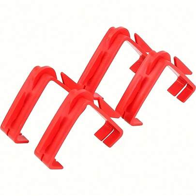 4 st röda plastklämmor för bygglinjer, lämpliga för 50 mm byggmaterial, för grundläggning och väggkonstruktion. Kompatibel med Blakes, PT-profiler och Taylor Tools. Lätt att använda, utformade för exakta murprojekt. Med robust design och bekväm manövermekanism.