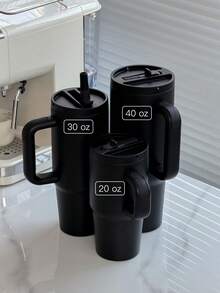 ELEGANTALCOVE 40盎司防漏杯，带手柄和可折叠吸管，双层真空隔热杯，适用于冷热饮品，简约风格旅行杯 - 多色/40oz - 查看 9