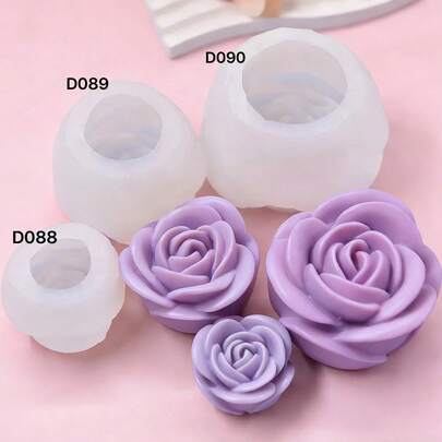 3D Rose Flower Silicone Mold Set (Small, Medium, Large), Suitable For Home Decor, Scented Candles, Handmade Soap, DIY Plaster, Resin Crafts