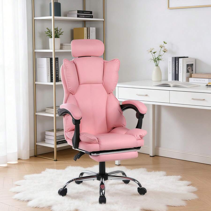 High Back Office Chairs, Ergonomic Office Chairs, Gaming Chairs, Strong Armrests, And Extendable Tripods, Suitable For Entertainment And Office Use - Coral Pink - View 1