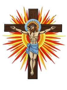 1件装 基督十字架图案布贴 宗教 第二次降临 XL 刺绣熨烫贴 - 彩色 - 查看 1