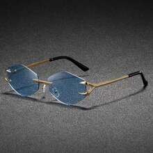 1副高级无框眼镜，龙爪设计，经久耐用，时尚美观，适合所有人佩戴 - 彩色 - 查看 6