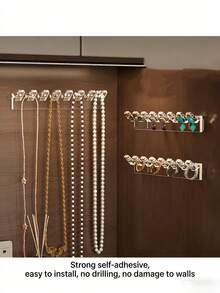 3pcs Adhesive Plastic Wall Hooks For Jewelry Storage, Durable Organizer, Suitable For Bedroom, Dresser, Vanity, Bathroom - 查看 5