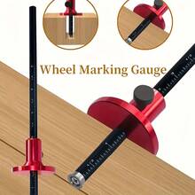 1pc Precision Woodworking Marking Gauge - Dual Scale Inch/MM Measuring & Parallel Line Drawing Tool - Aluminum Engraving Ruler For Carpentry, Cabinetry, Furniture Making And Table Saw Layout - Red - View 9