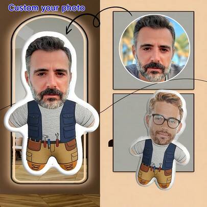 Gối trang trí in hình khuôn mặt cá nhân hóa - Gối ảnh hài hước cá nhân hóa, chân dung chó và mèo sống động và chân thực, món quà vui nhộn lý tưởng cho sinh nhật, Ngày Valentine, Giáng sinh, Halloween, Lễ Tạ ơn.