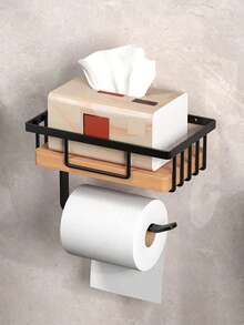 1pc Tissue Paper Dispenser, Wet Wipes Organizer, Bathroom Toilet Paper Holder, Small Bathroom Storage Rack, Bathroom Accessories - Multicolor - View 11