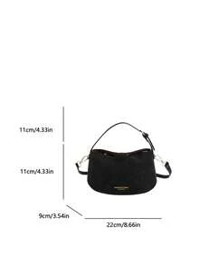 1pc Niche Design Handbag, Women's Box-Shaped Shoulder Bag - Black - View 6