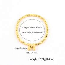 1pc Simple Fashion Bubble Initial Golden Copper Beads Beaded Bracelets For Wome - Yellow Gold - View 2