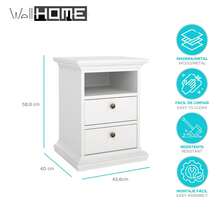 Interior Guadalquivir Nightstand, Side Table, White, 44 X 40 X 59 Cm - White 6 - View 2
