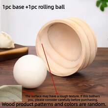 1个木制饺子皮制作器，带滚珠，手动厨房工具，用于制作完美圆形饺子，天然木制材质，无需用电 - 杏色 - 查看 12