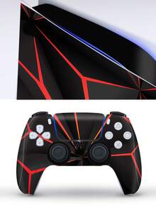6pcs P5 Game Console Stickers With Red & Black Patterns, Dust-Proof And Wear-Resistant - View 6