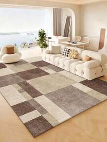 Luxury-Style Patchwork Pattern Indoor Area Rug, Faux Wool Material Carpet For Living Room, Sofa, Bedroom, Bedside Anti-Slip Mat, Dining Room, Kitchen, Office Chair Pad, Entrance Mat, Outdoor Picnic Blanket, Camping Mat - Dark Grey - View 19