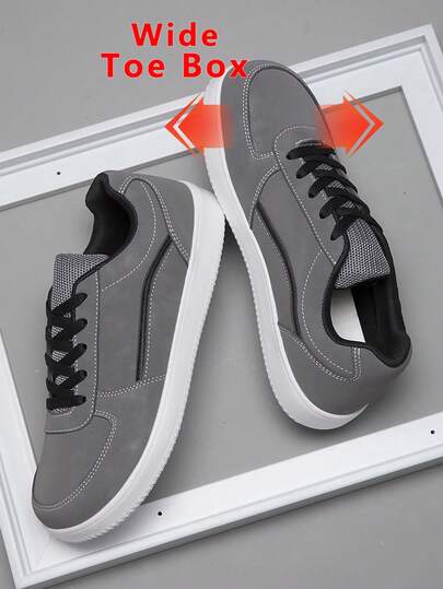 Zapatos de skate minimalistas de punta ancha para hombres, zapatillas deportivas ligeras y antideslizantes de punta ancha, zapatos planos de moda y versátiles de punta ancha, zapatos deportivos casuales para adolescentes con pies anchos, zapatos casuales de suela plana y punta ancha que proporcionan un espacio cómodo para los pies, adecuados para todo tipo de pies.