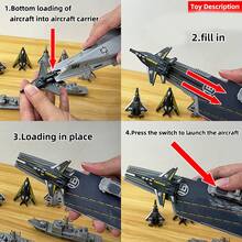 Aircraft Carrier With Catapult Launching Planes, Children's Entertainment Game Toy Model, Gift For Boys, Christmas Gift - Black - View 9
