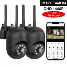 1/2/4个1080P高清智能安防摄像头，家用安全摄像头，智能云台安防摄像头，支持无线WiFi、夜视、移动侦测报警、智能追踪和APP语音控制 - 黑色 - 查看 12