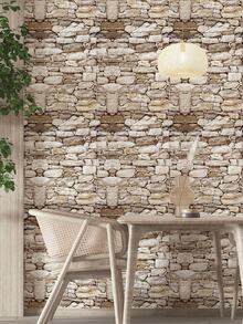 1 Roll Stone Texture Removable Self-Adhesive Wallpaper, Suitable For Kitchen Cabinets, Home Decor, Furniture Renewal, 45cm X 100/300/500cm - Brown - View 4