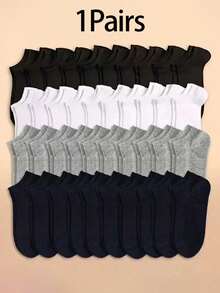1/20 Pairs Women Black White Grey Ankle Socks, Fashion Minimalist Short Socks - Multicolor - View 6