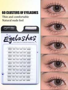 60片/套 薄片D卷动漫猫爪3D自然款假睫毛，轻盈日常佩戴及约会妆容 - 查看 2