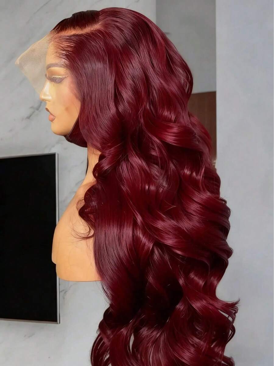 30 Inch 99j Burgundy Wig Human Hair 13x6 HD Body Wave Lace Front Wigs Human Hair Pre Plucked 13x4 Glueless Red Burgundy Human Hair Wigs 15A 100% Colored Lace Frontal Wigs For Women - S99J - 查看 1
