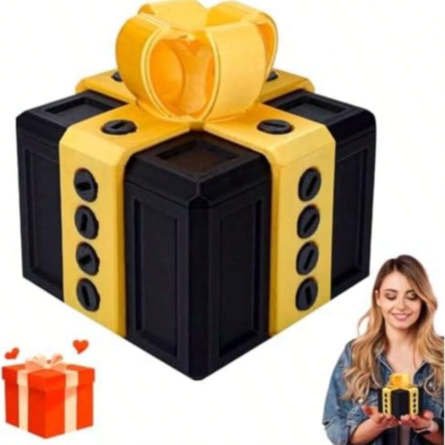 Caixa de presente grande de 8 cm realmente irritante com armazenamento giratório, caixa de presente de brincadeira impressa em 3D, caixa de presente de novidade, caixa de presente de quebra-cabeça de dinheiro para presentes em dinheiro, caixa de presente para o Dia dos Namorados, Páscoa e Aniversário