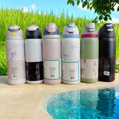 Owal-A 32oz Stainless Steel Insulated Water Bottle - Leak-Proof Sports Water Bottle With Dual Function Spout, Flip Lid Straw And Wide Mouth Opening, Keeps Drinks Cold For 24 Hours, Suitable For Fitness, Travel And Daily Use