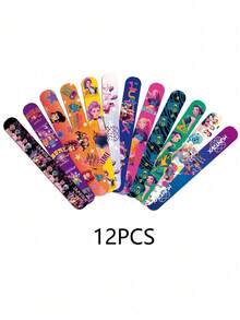 12/24pcs K-POP Cartoon Clapping Bracelets, Anime Character Pattern KPOPPP Clapping Rings, Theme Birthday Party Supplies, Photo Props, Christmas, Valentine''s Day, Easter Gifts - Multicolor - View 3