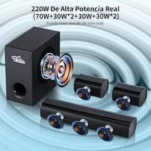 Barra de Sonido para TV Juegos de PC Soundbar Subwoofer 5.1 Teatro En Casa Bass Boost Bluetooth 5.3  ARC/AUX Control Remoto Home Theater .1 BM-880 - 5.1 220 W - Ver 3