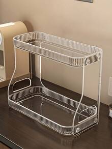 2-Tier Acrylic Vanity Organizer Rack, Waterproof Storage Shelf, Minimalist Transparent Storage Box Suitable For Bedroom, Kitchen, Bathroom, Dorm Room Decor & Essentials - Multicolor - View 5