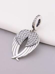 1 mặt dây chuyền hình cánh thiên thần bằng bạc 925 đính đá Cubic Zirconia, quà tặng kỷ niệm unisex, trang sức tự làm. - Bạc - Xem 4