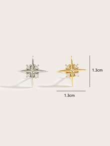 1 件简约钻石星形不锈钢耳环，适合女性日常佩戴 - 星星 - 查看 5