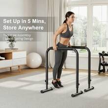 CuisinSmart Adjustable Dip Bars Station,Heavy Duty Push Up Bar&Parallettes With With Full Coverage Foam Handle,Portable Parallel Bars&Dip Stand For L-Sit, Dips, Home Gym Strength Training(32"-36" Height) - Black - View 7