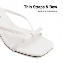 Women 2026 New Summer Kitten Heel Mule Sandals With Bow Decor, Comfortable Open Toe Slip On Slide Sandals For Party Wedding And Daily Casual Wearing - 白色 - 查看 6