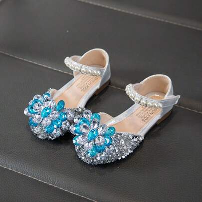 婴儿平底鞋，舒适百搭的珍珠水钻公主鞋