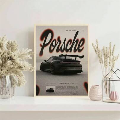 Frameless Sports Car Poster, Minimalist Car Poster, Wall Decor Art, Suitable For Anniversary Celebration, Home Living Room Decoration, Beautiful Wall Art
