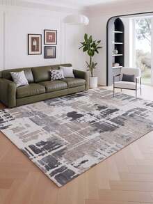 Luxury-Style Patchwork Pattern Indoor Area Rug, Faux Wool Material Carpet For Living Room, Sofa, Bedroom, Bedside Anti-Slip Mat, Dining Room, Kitchen, Office Chair Pad, Entrance Mat, Outdoor Picnic Blanket, Camping Mat - Dark Grey - View 18