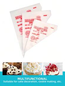 100 piezas Bolsas desechables transparentes para decorar crema, opciones de varios tamaños, adecuadas para decorar pasteles, hornear pasteles, pasteles, macarons, adecuadas para cocina y restaurante, decoración de postres para fiestas, herramientas de repostería para el hogar - Multicolor - Ver 6