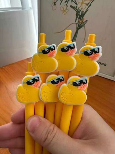 6pcs Random Colorful Duck Ballpoint Pens, Valentine's Day/Christmas Party Gifts, School Gift Exchange Favors, Office/School Writing Supplies, Holiday Gift Fillers, Perfect Christmas/Valentine's Day Gifts