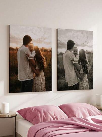 2 st/set anpassad canvastavla, personlig ramlös poster, mysig inramad canvastavla inomhus, lämplig för påsk, bröllop, mors dag, fars dag, alla hjärtans dag-dekoration, rumsdekor, anpassningsbar present, väggkonst för sovrum, personlig present, bild, foto, väggkonst med ram, bästa vänpresent, familjepresent, födelsedagspresent, present till pojkvän, flickvän, familj, älskare, vän