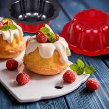 Non-Stick Indented Mini Cake Mold, Made Of Carbon Steel Metal Tube Baking Mold With Floral Cake Design - View 3