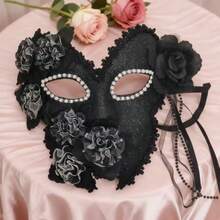 Máscara de alta calidad hecha a mano, máscara de disfraz para baile de máscaras, baile de graduación, disfraz de fiesta de festival, accesorio de maquillaje para conciertos, máscara unisex de cara completa con plumas, máscara blanca con diamante de imitación, máscara de Halloween, máscara veneciana - Ver 10