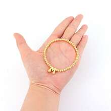 1pc Simple Fashion Bubble Initial Golden Copper Beads Beaded Bracelets For Wome - Yellow Gold - View 3
